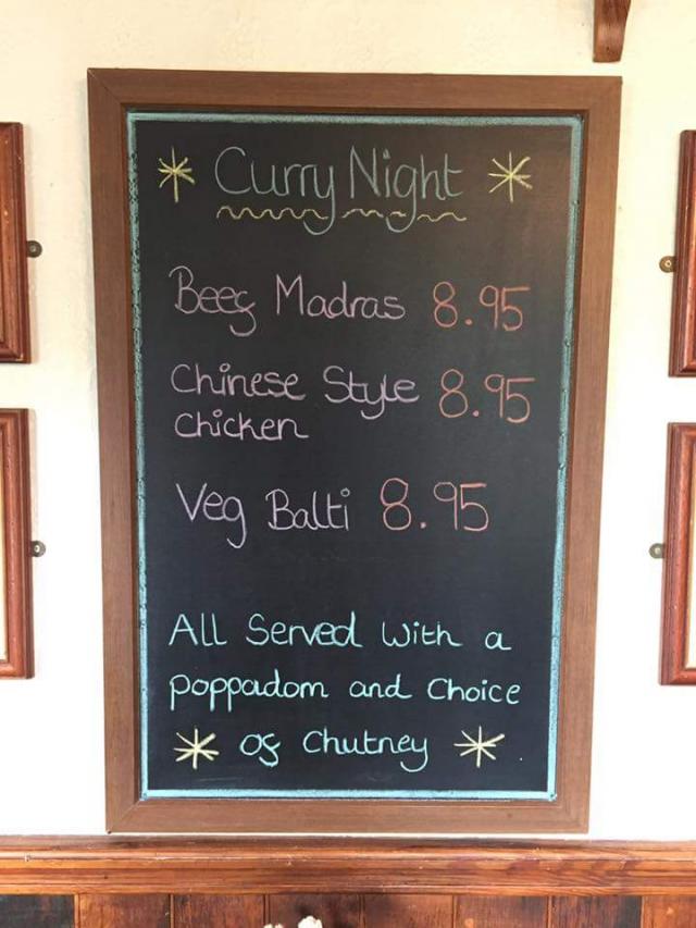 Tonight is Curry Night! All curry's £8.95 served with a choice of chips or rice including poppadom and mango or lime and pickle chutney. #angarrackinn #currynight #dogfriendly #summer #cornwall
